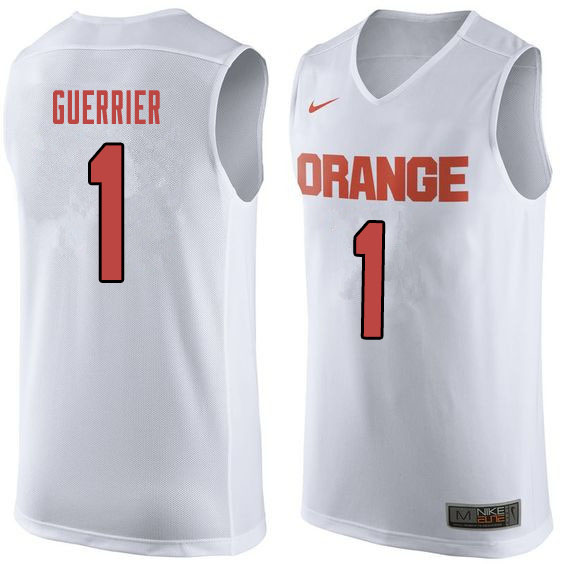 Men #1 Quincy Guerrier Syracuse White College Basketball Jerseys Sale-Orange
